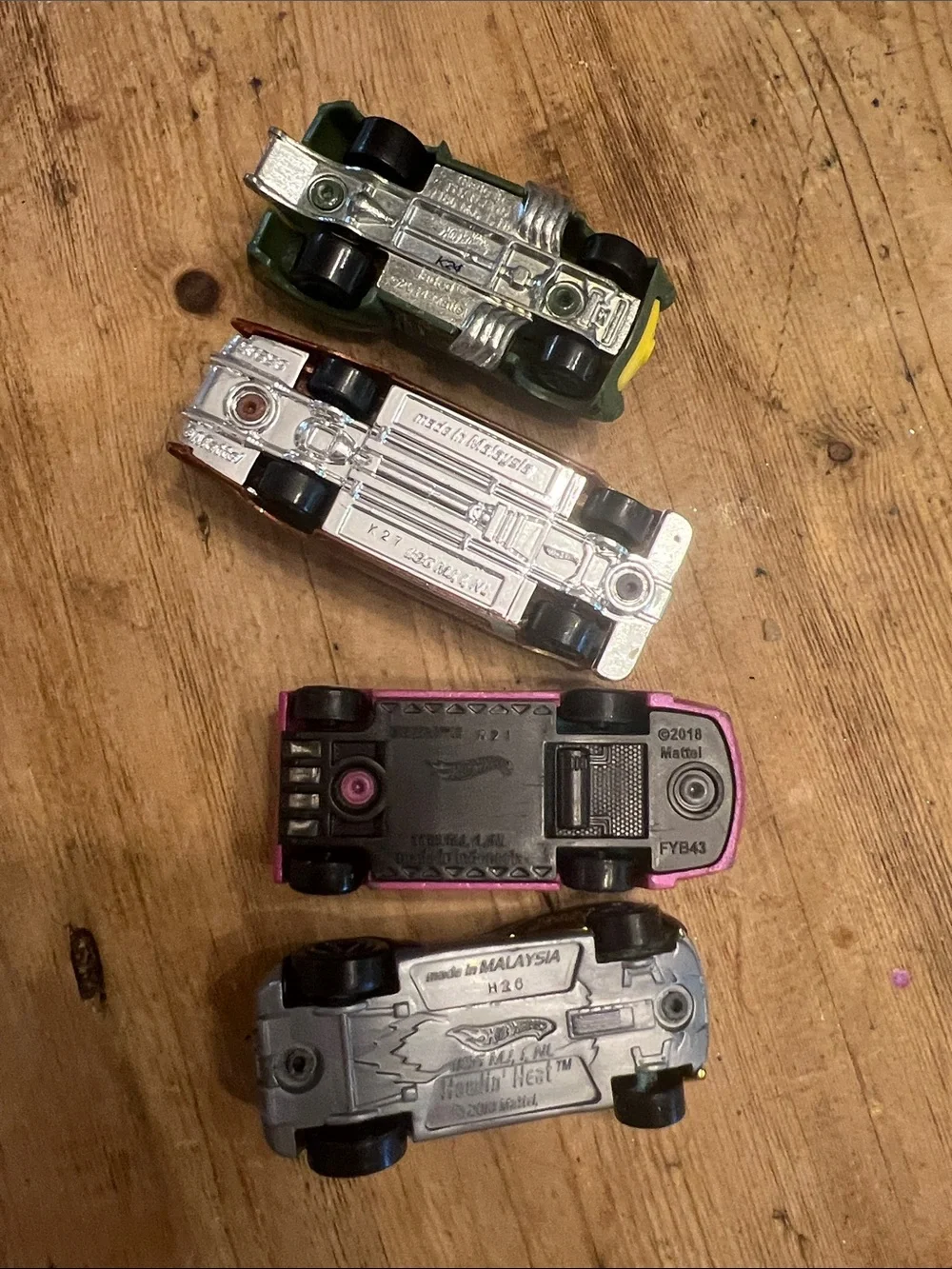 Hot Wheels  Toy Cars VTG Lot of Four Colorful Collectible Mini Vehicles